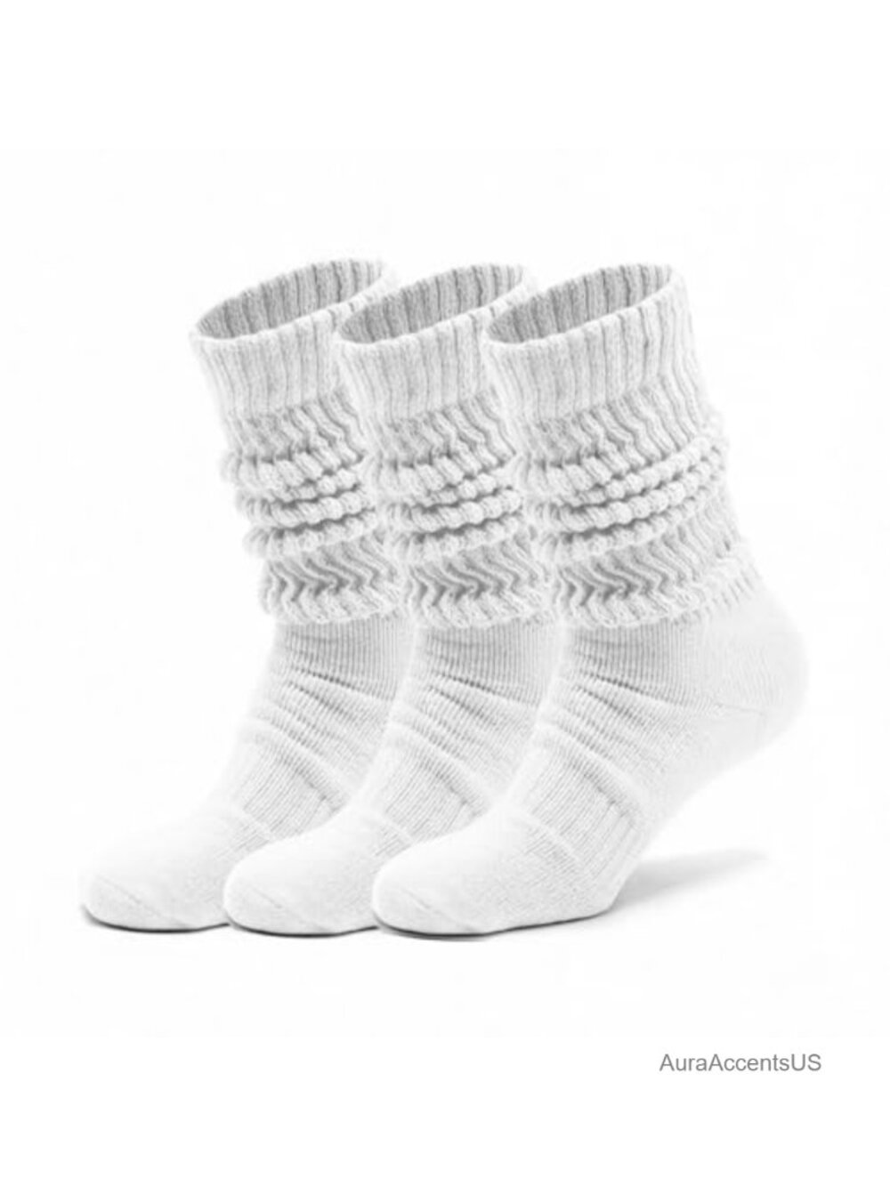 Slouch Socks Breathable Cushioned Arch Support Knee-High Scrunch 3 Pairs